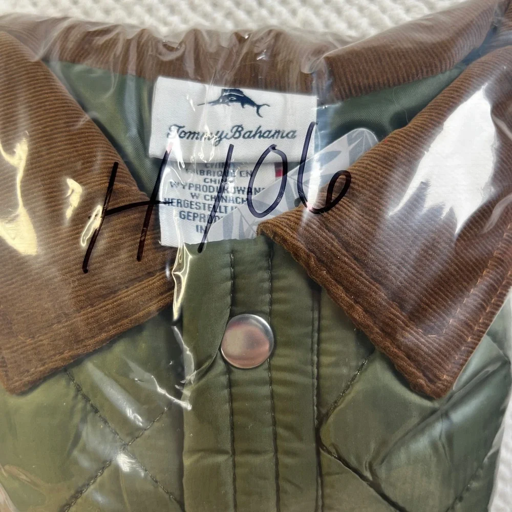 Tommy Bahama Kids Olive Green Quilted Barn Jacket Corduroy Trim 5T New‎